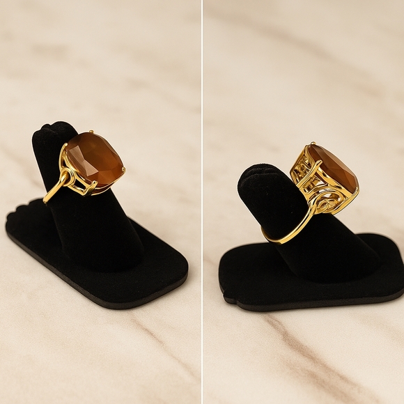 Sarah Coventry 1967 “Golden Amber” Cocktail Ring – Signed Vintage Collectible - Picture 2 of 16